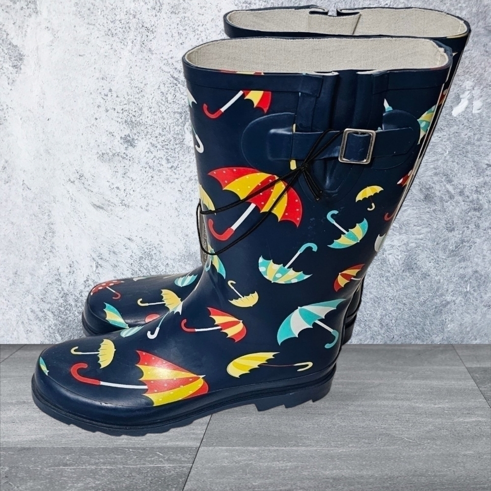 Via Rosa Snow Rain Boots Multicolor Umbrella Print Size 11